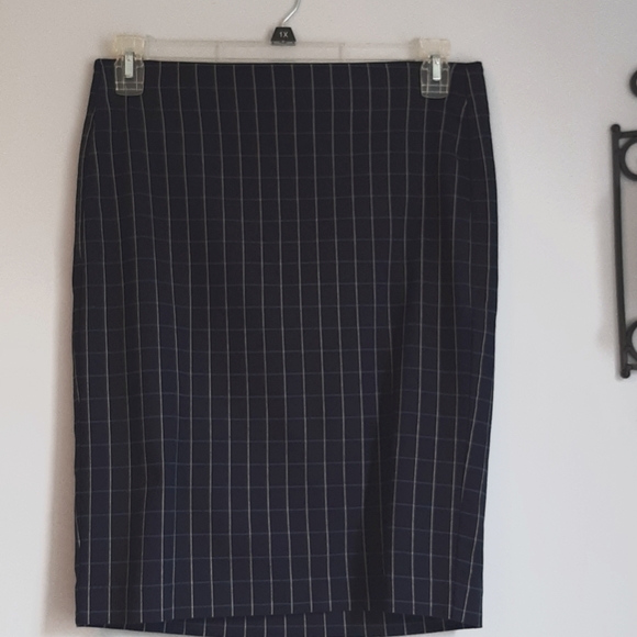 Navy&white windowpane skirt - Picture 1 of 8